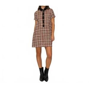 NEW LOVE WEDNESDAY tweed love mini dress with contrast collar in burgundy